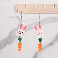 Cute White Rabbit Carrot Acrylic Long Earrings for Women Girls Lovely Cartoon Easter Bunny Drop Earring New Trendy Jewelry Gifts