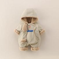 Fleece-Lined Thickened Little Dog Romper for Baby Boys - Warm Cotton Outerwear for Autumn and Winter 80 cm žalia