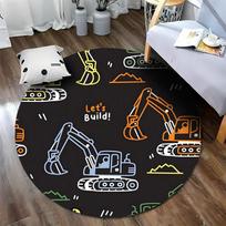 Free shipping Construction-Themed Kids Room Play Area Rug round carpet for home sofa bedroom,gift Diameter -60cm
