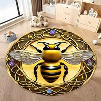 Free shipping Golden Bee Design Rug for Nature-Inspired Spaces round carpet for home sofa bedroom,gift Diameter -60cm