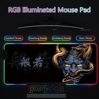 XXL RGB Gaming Mouse Pad Oni Desk Mat HD Black Gamer Accessories Large LED MousePads Samurai PC Computer Carpet Rug with Backlit 250X350X3MM