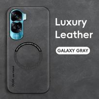 Magnetinis retro odinis minkštas dėklas Honor 90 Lite Honor90 Lite 5G belaidžio įkrovimo telefono dėklui For Honor 90 Lite pilka spalva