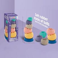 Kūdikių jutimo kamuoliukai Žaislai kūdikiams 6 9 12 18 mėnesių Minkštos statybinės kaladėlės, Montessori ankstyvojo ugdymo žiedų taurelės berniukams, mergaitėms 1 2 3 m. 23.8x10.2x10.2cm