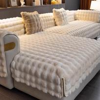 Triušio pliušinės sofos pagalvėlės žieminė stora pliušinė pagalvėlė balta, viskas įskaičiuota, trivietės sofos užvalkalas 70*70cm beige