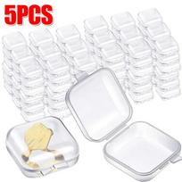 5/50 VNT Mini Kvadratinė Laikymo Dėžutė Skaidrus Plastikas Mažos Dėžutės Apsauga nuo Dulkių Pakuotė Papuošalų Auskarų Laikymo Konteineris Dėklas white