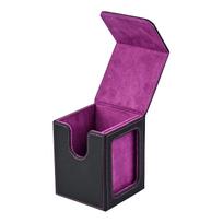 Kortų kaladės dėžutė su langeliu, talpina 120+ kortų su vienu apsauginiu įmautu, Magnetinis užsegimas, Tinka CCG kortoms, Magic žaidimo kortoms juodai violetinė
