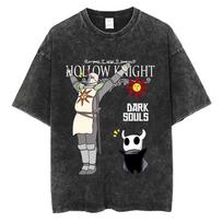 Game Hollow Knight Vintage Washed T-shirt Men Women Clothing Fashion Casual Cotton T-shirts Unisex Oversized Crewneck T Shirts S įvairiaspalvis