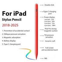 For Apple Pencil Stylus For iPad A16 Air 11 5 4 Pro 11th 13 12.9 M4 M3 M2 Pens 10 9 10th 9th Generation Mini 7 6 2025 Touch Pen raudona