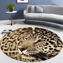 Leopard Animal Round Rug Living Room Circle Carpet Home Bedroom Bedside Floor Mat Wildlife Chair Mats Room Entrance Door Mat 60cm x 60cm