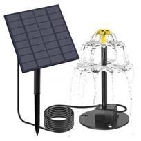 Solar Powered Water Pump Fountain Kit for Garden Pond Fish Tank Water Circulation with Adjustable Solar Panel and Multiple Fountain Heads One Size