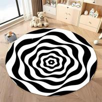 Free shipping! Bold Black and White Spiral Rug for Modern Spaces round carpet for home sofa bedroom, gift Diameter -60cm
