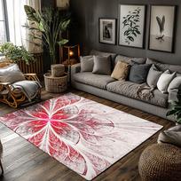 Tuniu Floral Red Abstract Geometric Non-Slip Rug for Living Room Bedroom Kitchen Floor Mat 50x80cm