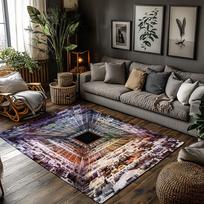 Tuniu Abstract Warp Space Rug NonSlip Home Floor Carpet Mat Living Room Decor 50x80cm
