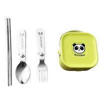 4Pcs/Set Cute 304 Stainless Steel Folding Fork Spoon Chopsticks Foldable Tableware Set With Box Outdoor Travel Portable Cutlery