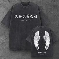 Unisex Angelo Sparnų Dydžio T-shirt Skalbtas Juodas Y2K Streetwear S-2XL S įvairiaspalvis