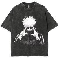 Jujutsu Kaisen Satoru Gojo  Infinite Void  Vintage Washed Oversized Black T-Shirt | Anime Fan Unisex Streetwear Tee S įvairiaspalvis