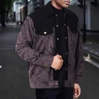 Men Two-Tone Corduroy Jacket With Marble Print S pilka spalva