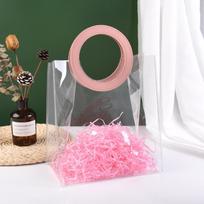 Practical PVC Clear Tote Bag Transparent Square Shape Handle Waterproof Storage Bag Round Shape Handle Transparent Shopping Bags