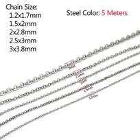 5-2Meter Stainless Steel Cable Chain Bulk Gold 1/1.5/2/3mm Link Chains Necklace Pendant Bracelet DIY Jewelry Making Accessories 1.2mm