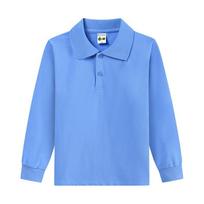 Vaikiški unisex ilgomis rankovėmis polo marškinėliai, mokyklinio stiliaus, grynos medvilnės, su atvartu ir spausdintu dizainu 120cm