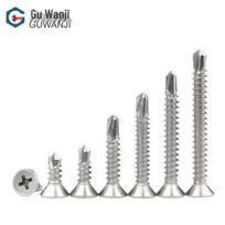 GUWANJI 410 Stainless Steel Phillips Flat Head Self-Drilling Self-Tapping Screws M4.2x45 (50 pcs/pack)