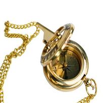 Brass Sundial Compass Pendant Necklace Steampunk Navigation Jewelry