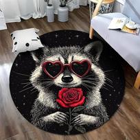 Free shipping Heart-Shaped Glasses Raccoon Rug for Creative Spaces round carpet for home sofa bedroom,gift Diameter -60cm
