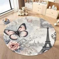 Free shipping Parisian Elegance Round Rug with Butterfly Design round carpet for home sofa bedroom,gift Diameter -60cm