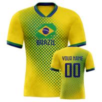 Individualizuotas Brazilijos futbolo marškinėlis su pasirinktu vardu ir numeriu, kvėpuojantis, su V formos iškirpte, futbolo komandos marškinėlis vyrams, moterims, vaikams S green