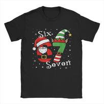 Funny Six Seven 67 Meme 6 7 Elf Santa Christmas Pajamas Merch Men Women T Shirt Pure Cotton Tee Printed  T-shirt Clothing S įvairiaspalvis