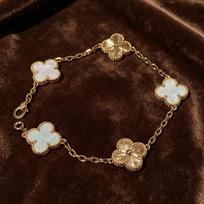 15mm Four-leaf Clover Five-flower Bracelet Women's High-end Laser Bracelet 18K balta