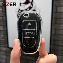 TPU automobilio nuotolinio valdymo pulto rakto dėklo dangtelis, skirtas Peugeot 2008 3008 4008 5008 308 408 508 Citroen C1 C2 C4 C6 C3-XR Picasso Grand DS3 DS5 juoda