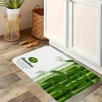 1PC Bamboo & Leaf Motif Kitchen Rug Non-Slip Door Mat Pop design Bathroom Rug Bath Mat Carpet for Home Sink Laundry Decor 400MMx600MM