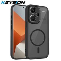 KEYSION Magnetinis telefono dėklas, skirtas Redmi Note 13 Pro+ 5G, Silikonas+PC, Matinis, Pusiau permatomas, Skaidrus, Atsparus smūgiams, Dangtelis, skirtas Redmi Note 13 Pro+ 5G for Redmi Note 13 Pro+ 5G juoda