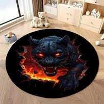 Free shipping! Fierce Black Panther Rug for Living Room Decor round carpet for home sofa bedroom, gift Diameter -60cm