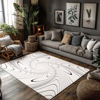 Tuniu Modern Abstract Swirl Area Rug - Non Slip Living Room Carpet for Home Decor 50x80cm