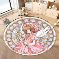 3D Magical Girl Theme Printed Rug, Exquisite Decorative mat for Children's Room round carpet for home sofa bedroom, gift Diameter -60cm