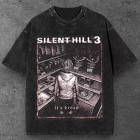 Mens Retro Horror Video Game Oversized T Shirt Washed Black Grunge Style S-2XL S įvairiaspalvis