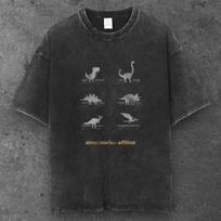 Unisex Pixel Dinosaur Game Oversized T Shirt Washed Black Y2K Streetwear S-3XL S įvairiaspalvis