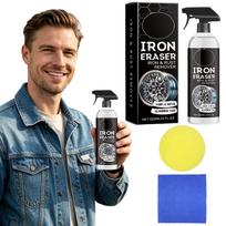 Geležies Valiklis Geležies ir Rūdys Šalinantis Purškalas 120ml su Kempine ir Valymo Šluoste Saugus Aliuminio ir Metaliniams Paviršiams Efektyvus Rūdims Valyti Tirpalas One Size juoda