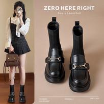 ZHR Women's Chunky Heel Loafer Sock Boots 37