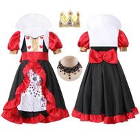 Halloween Girls Poker Princess Dress Poker Outfit with Crown Necklace Stage Show Costume S