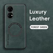 Magnetinis retro odinis minkštas dėklas Huawei P50 Pro P50Pro, belaidžio įkrovimo telefono dėklo dangtelis For Huawei P50 žalia