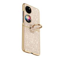Skirta Huawei P50 Pocket S dėklas, plonas, blizgantis PU odos, sulankstomas folio tipo, su žiedu, telefono dėklas, dangtelis, skirta Huawei P50 Pocket 2 S Huawei Pocket 2&PC rožinė