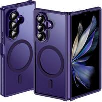 case for Samsung Z Fold 7 6 Frosted skin-feel magnetic closure tough case full coverage Wireless Charging cover Anti-Fingerprint Galaxy Z Fold7 violetinė