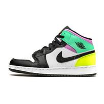 Air Jordan 1 Mid GS Pastel Kids Sneakers White Volt Green-Glow 554725-175 38