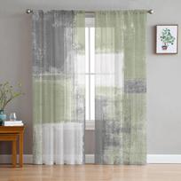 Sage Green aliejinių dažų tekstūros dažų tiulio uždanga svetainei miegamojo Kalėdų dekoravimo lango galios tiulio užuolaidos 135W x 114H(cm)