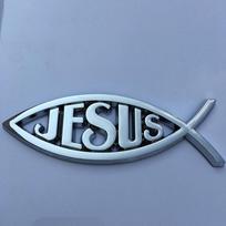 Automobilio Universalus Jėzus Krikščioniškas Žuvies Simbolis 3D Logotipas Lipdukas Ženklelis Sunkvežimio Dekoratyviniai Stiliaus Aksesuarai Automobiliui Namų ūkio 13.5x4.5cm
