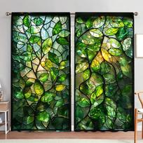 2 vnt. Augalų stiklo lango spausdinta užuolaida namų dekorui - Kišenė karnizui langų apdaila miegamajam, biurui, virtuvei 52.5cmX116cm X 2pcs