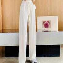 Ice Silk Wide Leg Pants Women's Summer Thin Style New High Waist Hanging Casual Loose Straight Leg Floor Pants S balta